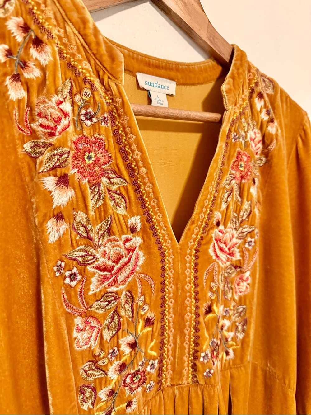 Sundance Velvet Embroidered Boho Tunic Dress